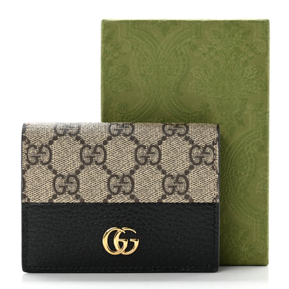 Gucci Dollar Calfskin GG Supreme Monogram GG Marmont Card Case Black Beige Ebony 8 of 8
