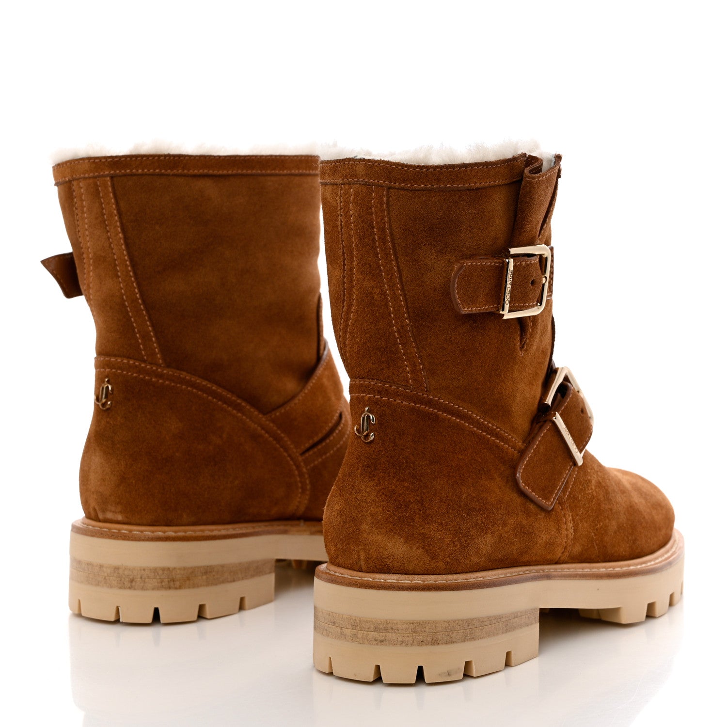 Jimmy Choo Suede Youth Biker Boots 37 Tan 4 of 12