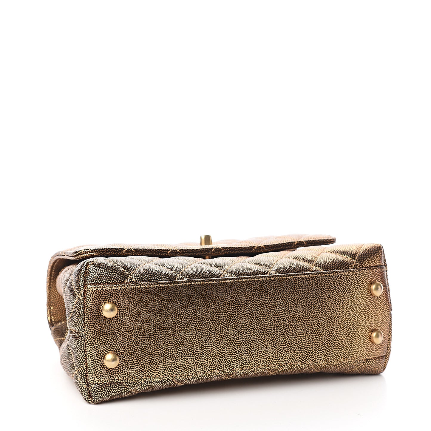 Metallic Caviar Quilted Mini Coco Handle Flap Gold