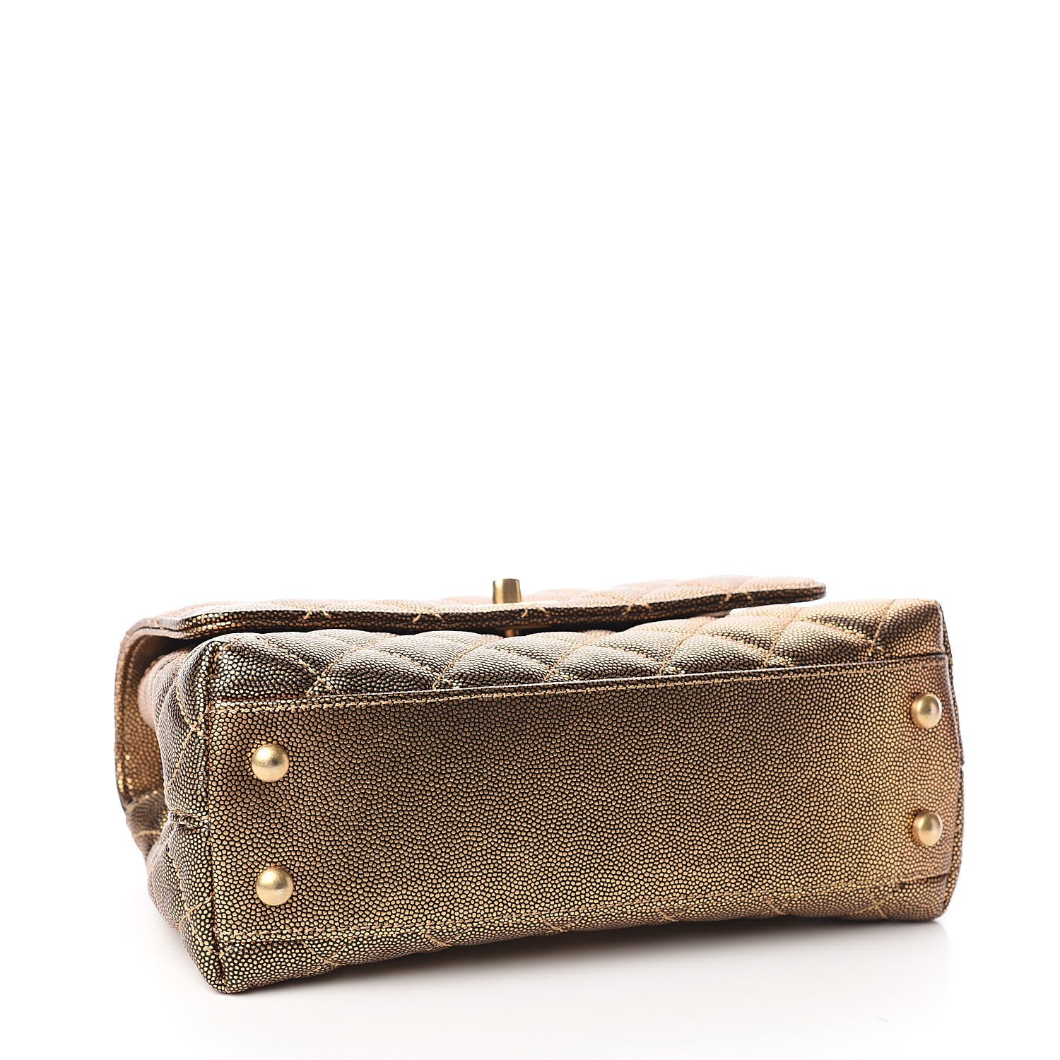 Chanel Metallic Caviar Quilted Mini Coco Handle Flap Gold 3 of 10