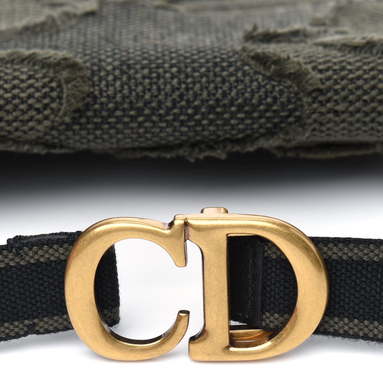 Christian Dior Canvas Embroidered Camouflage Saddle Belt Bag Green 4 of 4