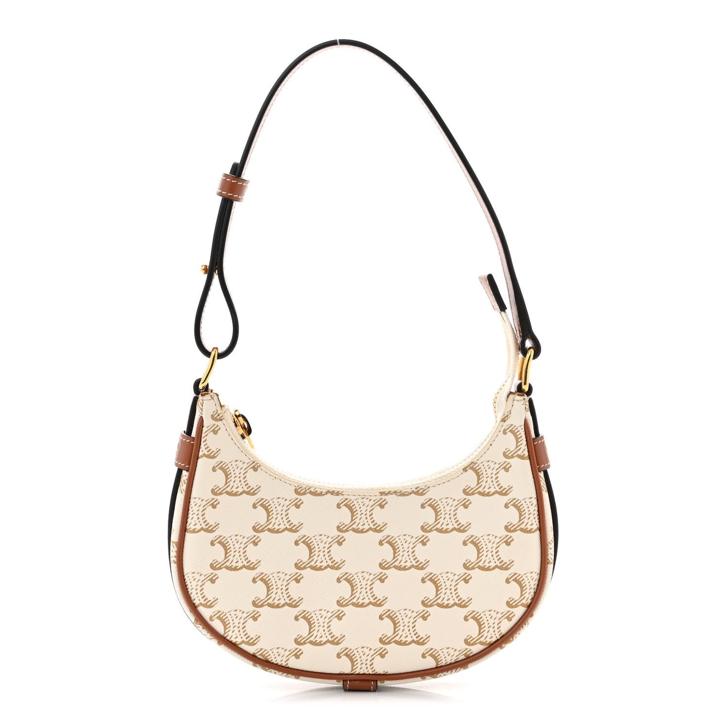 Canvas Calfskin Mini Ava Triomphe Shoulder Bag White