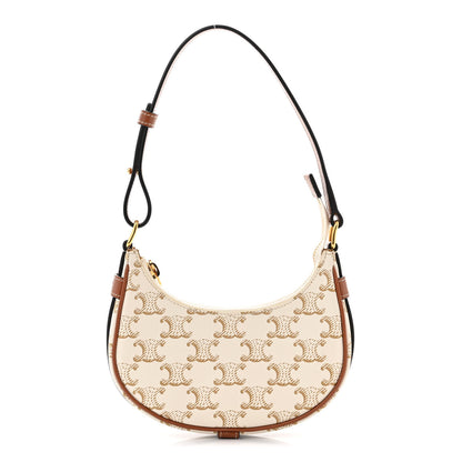 Celine Canvas Calfskin Mini Ava Triomphe Shoulder Bag White 1 of 11