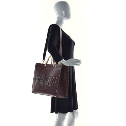 Fendi Vitello King Plexiglass Macro Stitchings Medium Fendi Sunshine Shopper Tote Praline 2 of 10