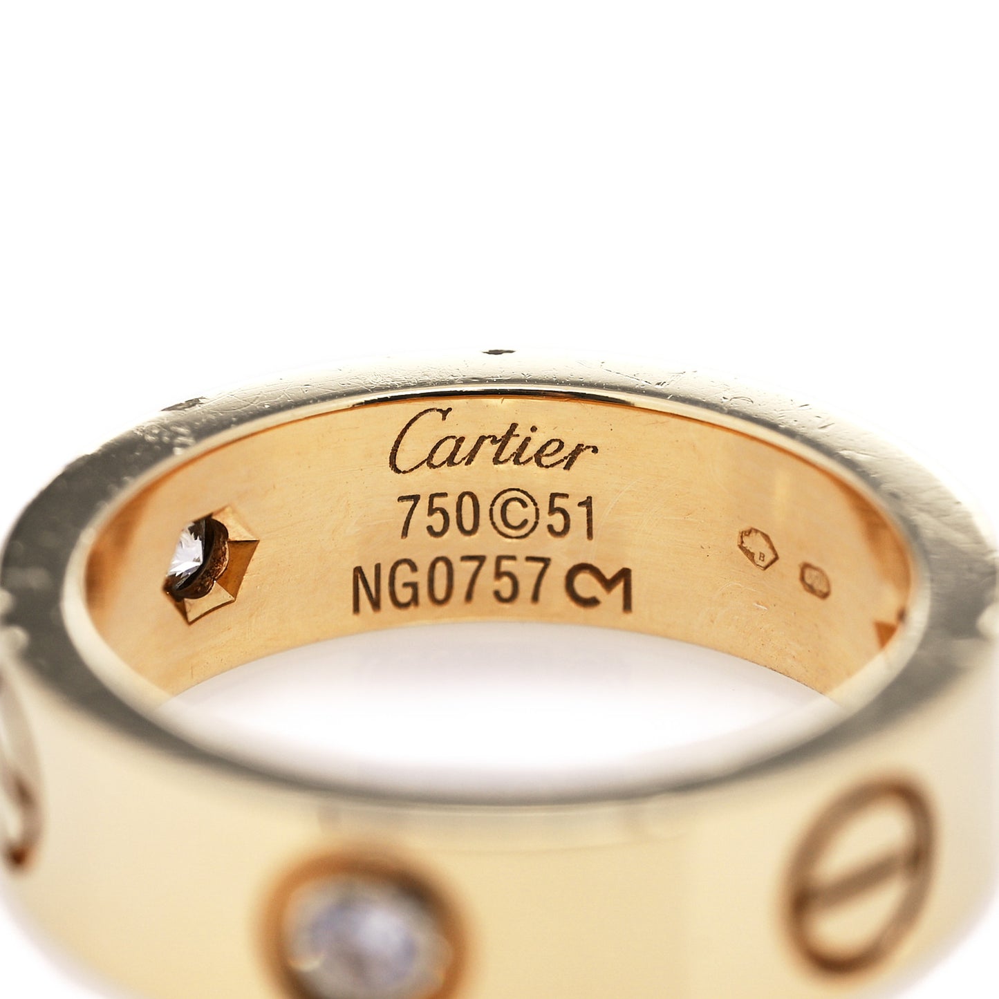 18K Yellow Gold 3 Diamond 5.5mm LOVE Ring 51 5.75