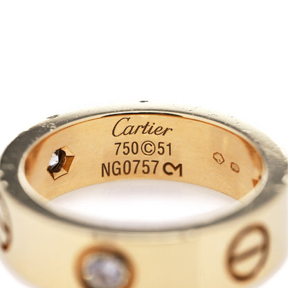 Cartier 18K Yellow Gold 3 Diamond 5.5mm LOVE Ring 51 5.75 4 of 4