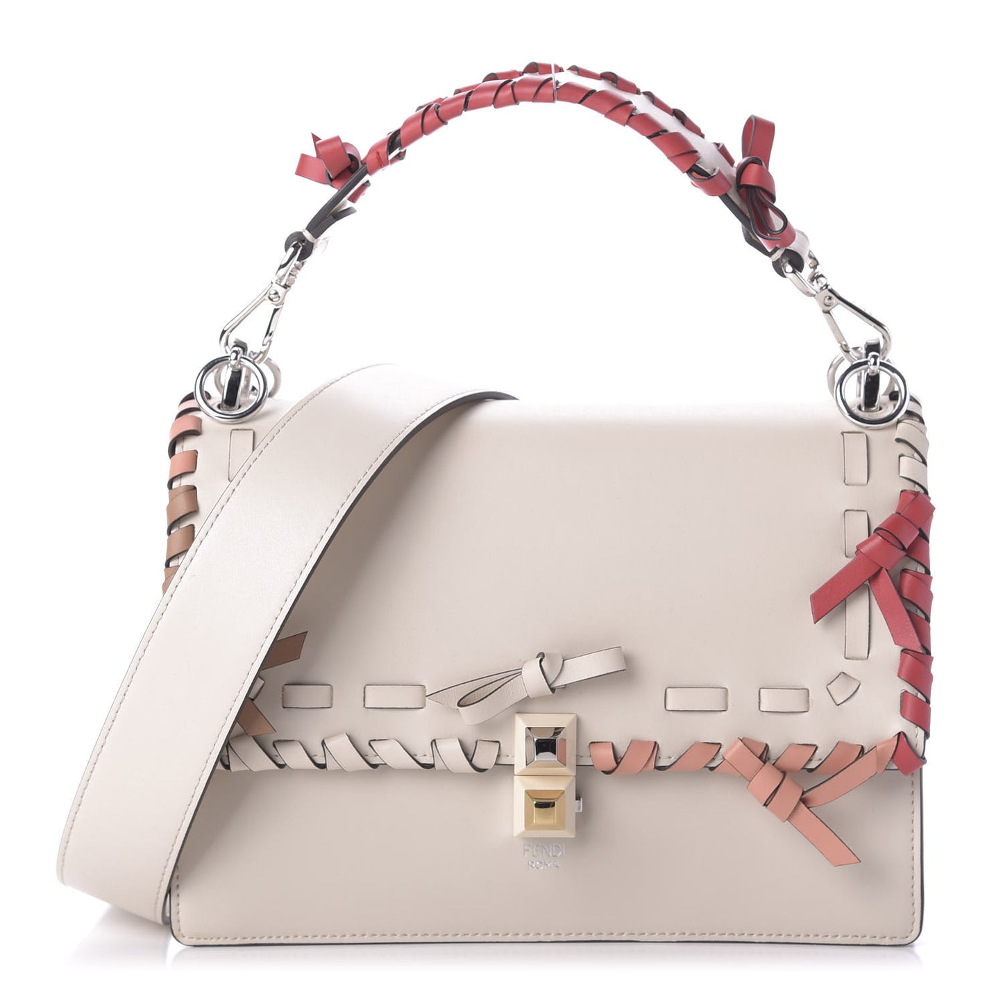 Vitello Liberty Whipstitch Bow Kan I Shoulder Bag Camelia Fiamma