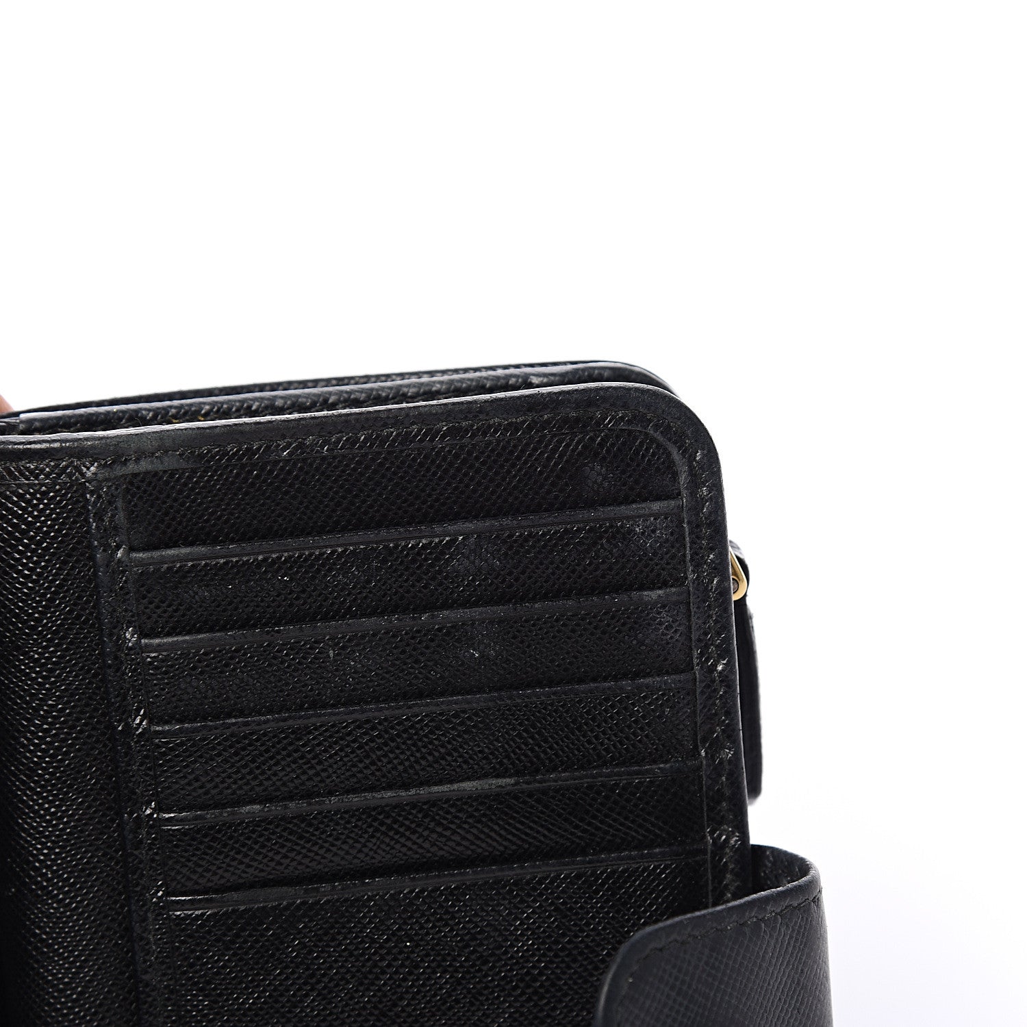 Prada Saffiano Metal Compact Wallet Black 6 of 7