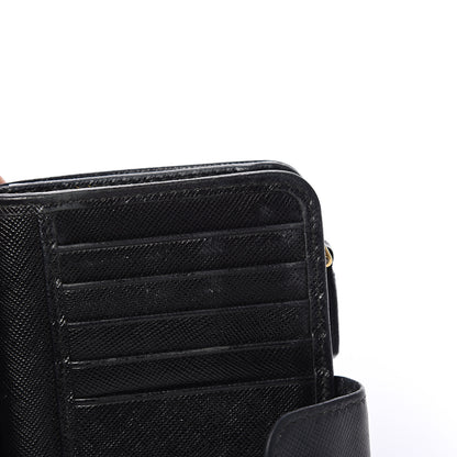Prada Saffiano Metal Compact Wallet Black 6 of 7