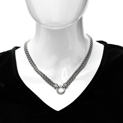 David Yurman Sterling Silver Diamond 18mm Double Wheat Chain Necklace 2 of 6