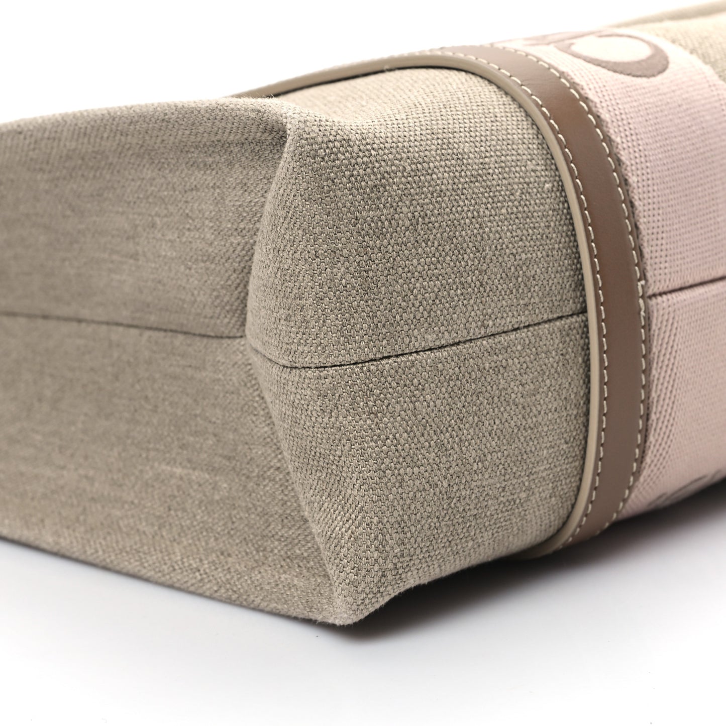 Linen Calfskin Medium Woody Ribbon Tote Blushy Beige