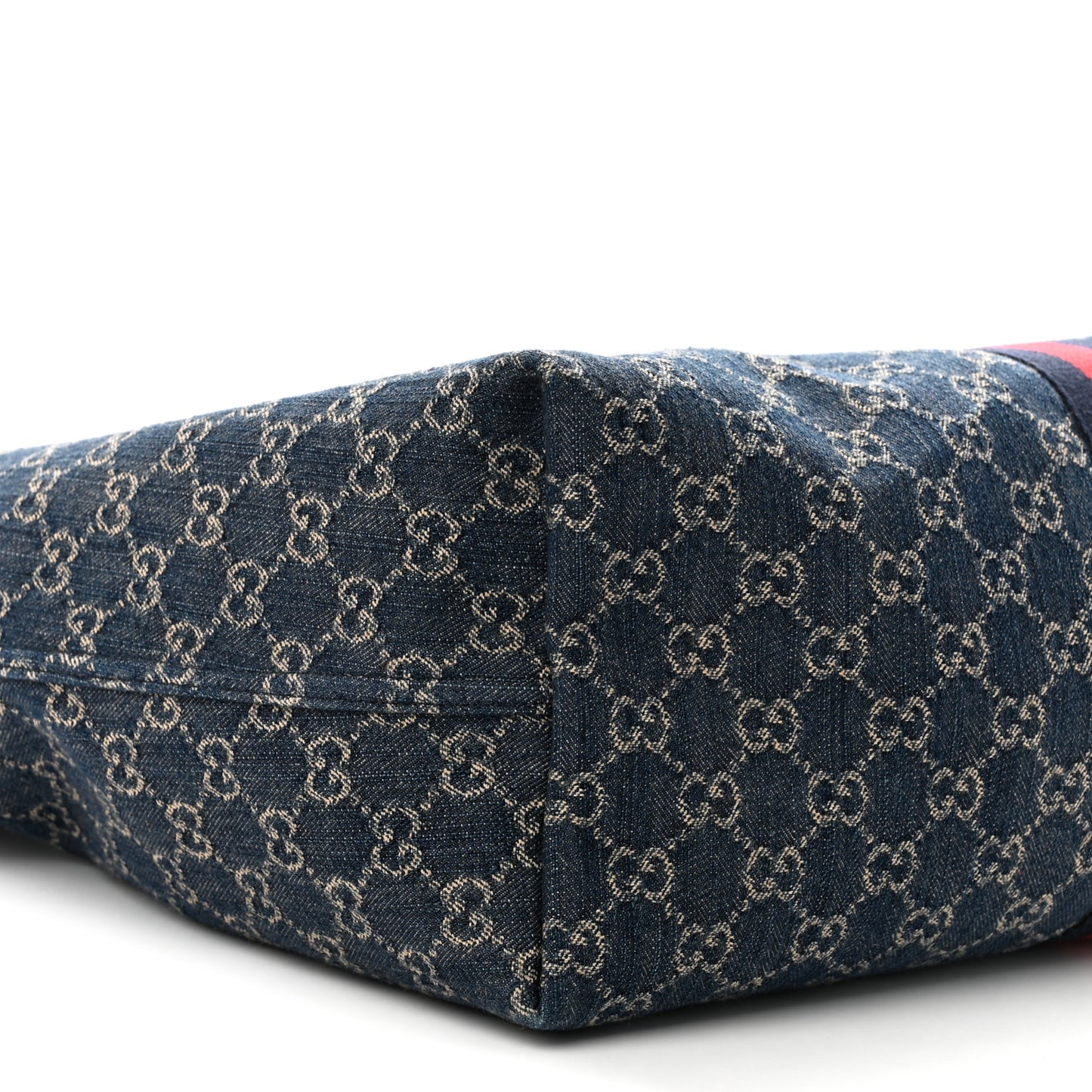Denim GG Monogram Web Large Giglio Tote Blue