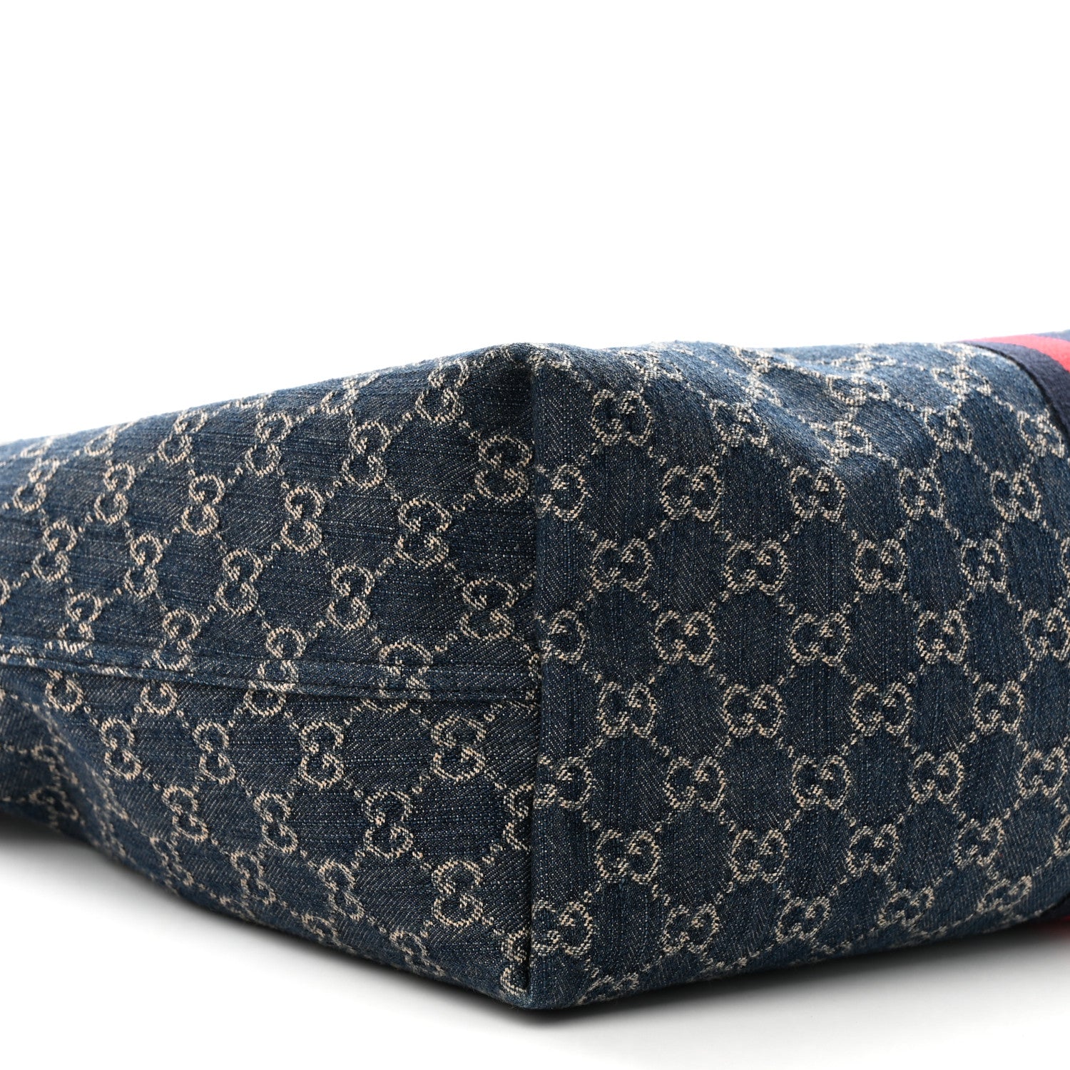 Gucci Denim GG Monogram Web Large Giglio Tote Blue 9 of 11