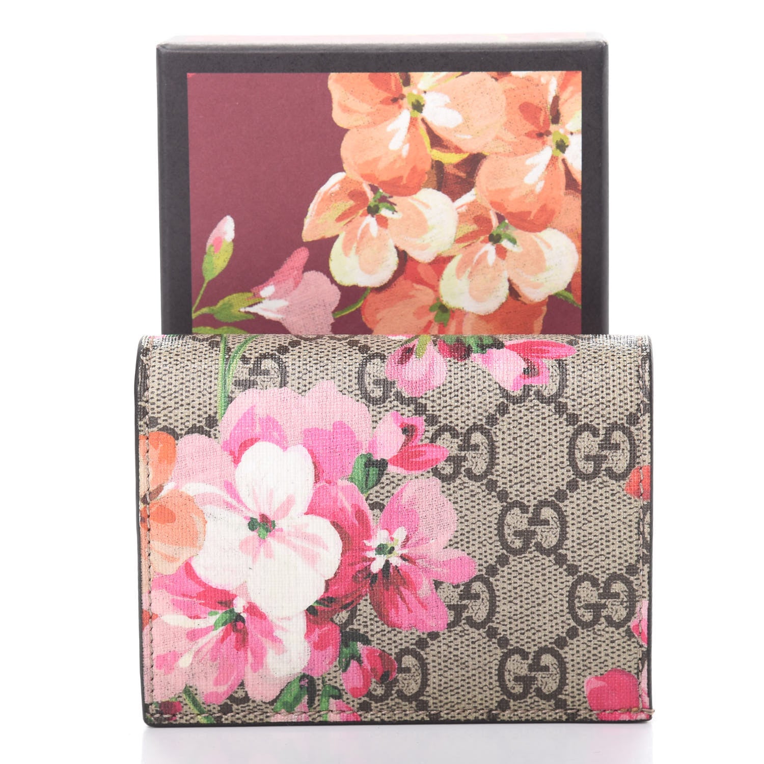 Gucci GG Supreme Monogram Blooms Card Case Beige Multicolor Dry Rose 9 of 9