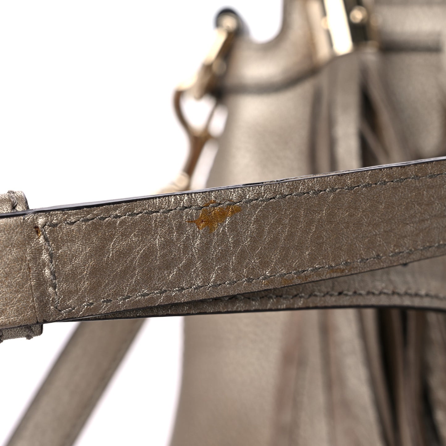 Metallic Cellarius Calfskin Small Soho Top Handle Satchel Golden Beige