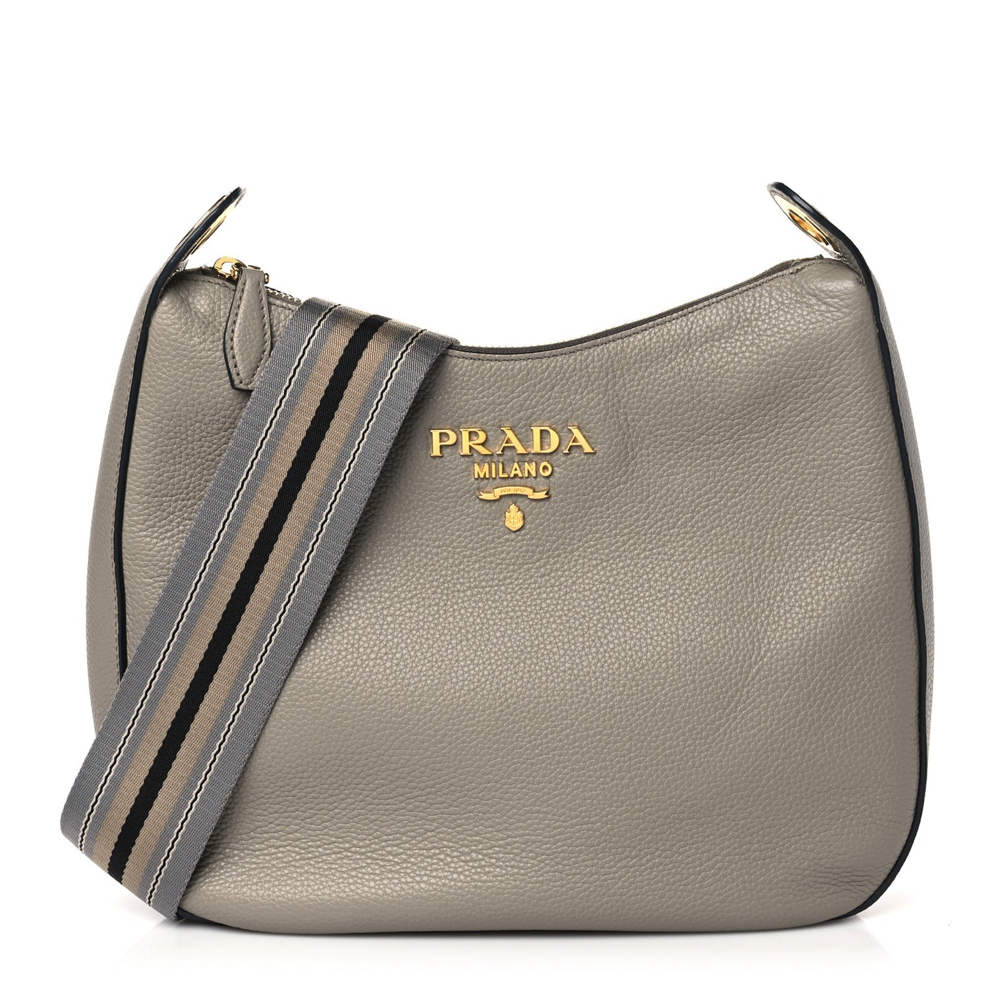 Vitello Phenix Zippered Messenger Hobo Argilla