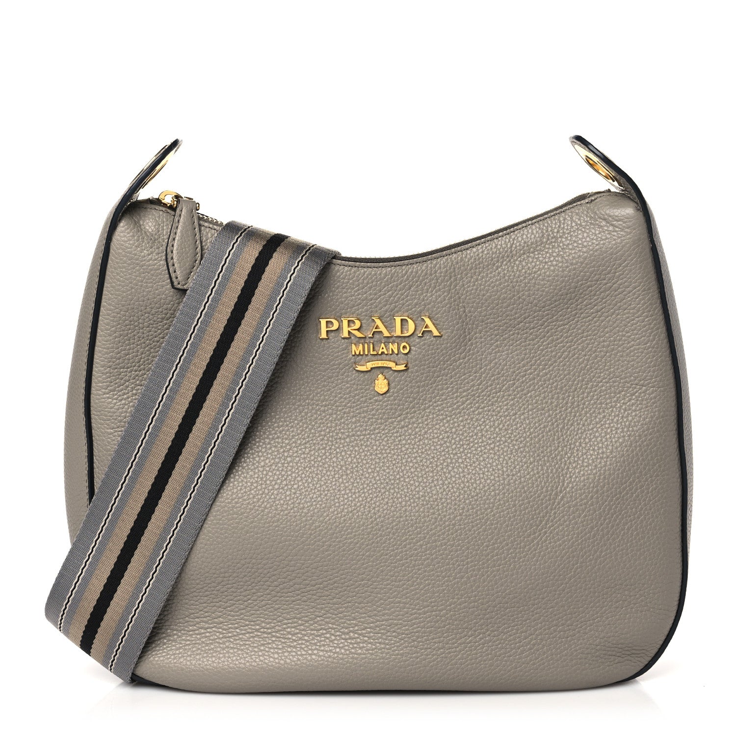 Prada Vitello Phenix Zippered Messenger Hobo Argilla 1 of 9
