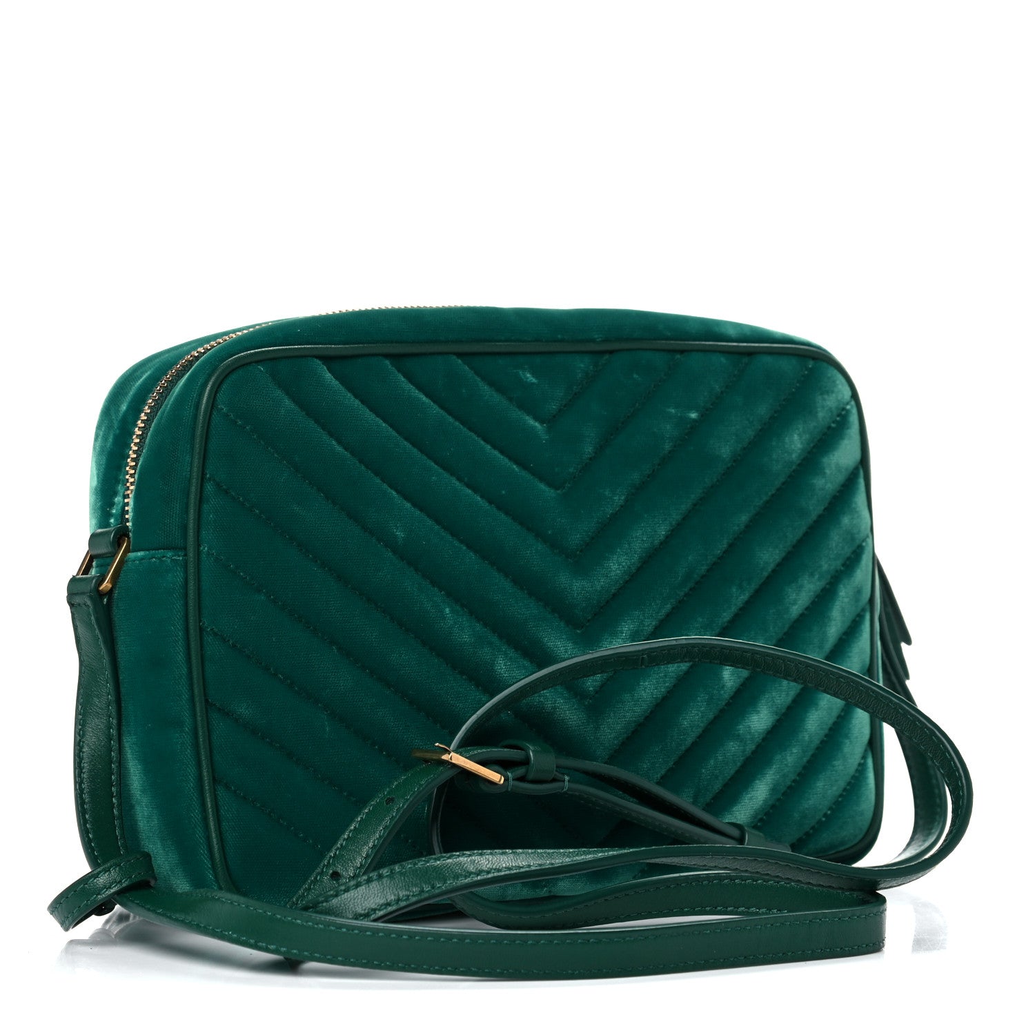 Saint Laurent Velvet Matelasse Monogram Lou Camera Bag Deep Malachite 3 of 12