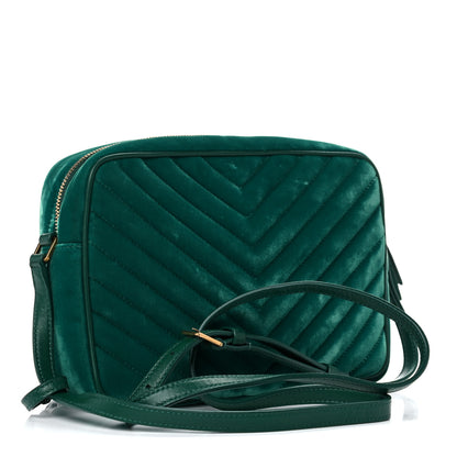 Saint Laurent Velvet Matelasse Monogram Lou Camera Bag Deep Malachite 3 of 12