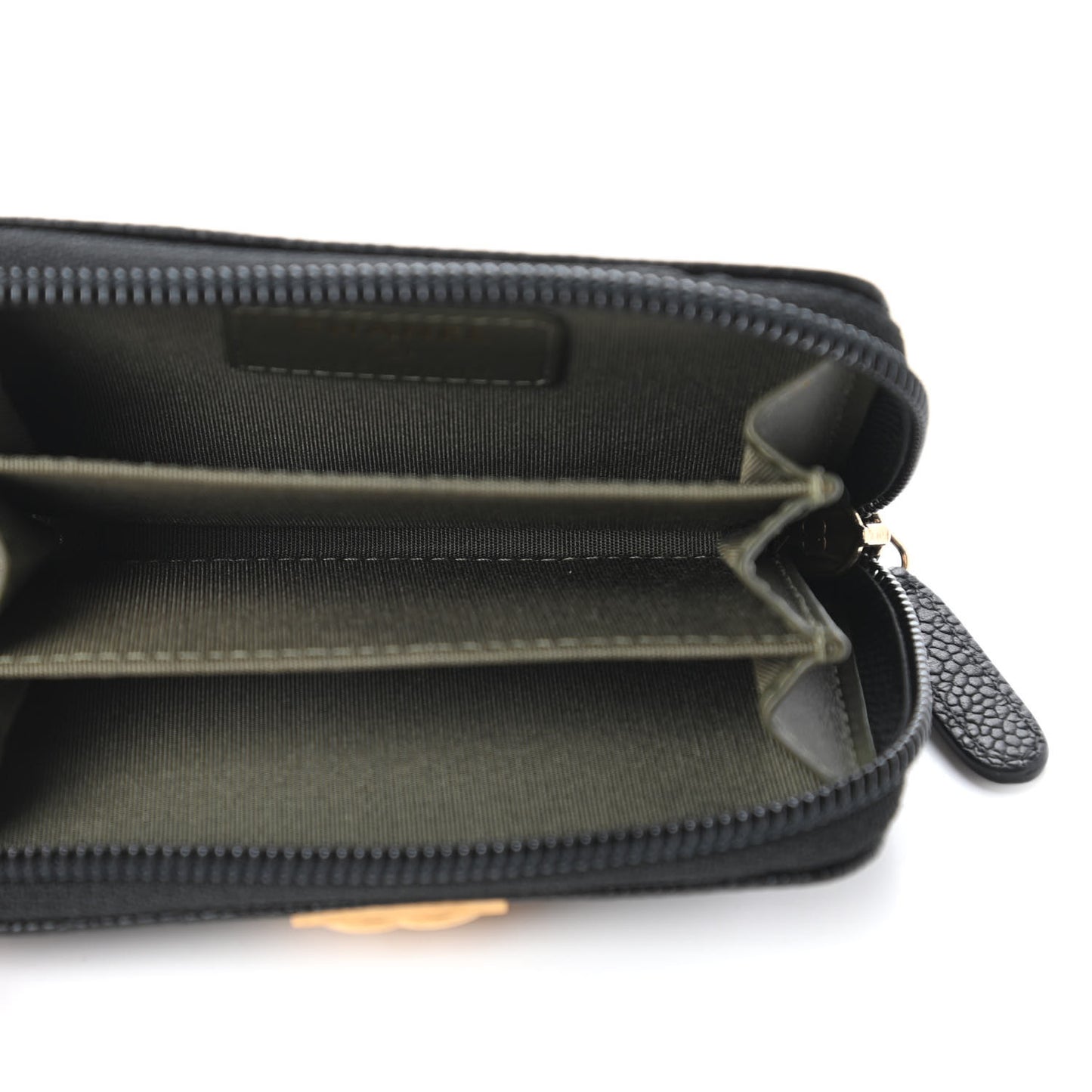 Caviar Quilted Boy Zip Around Coin Purse Wallet Black