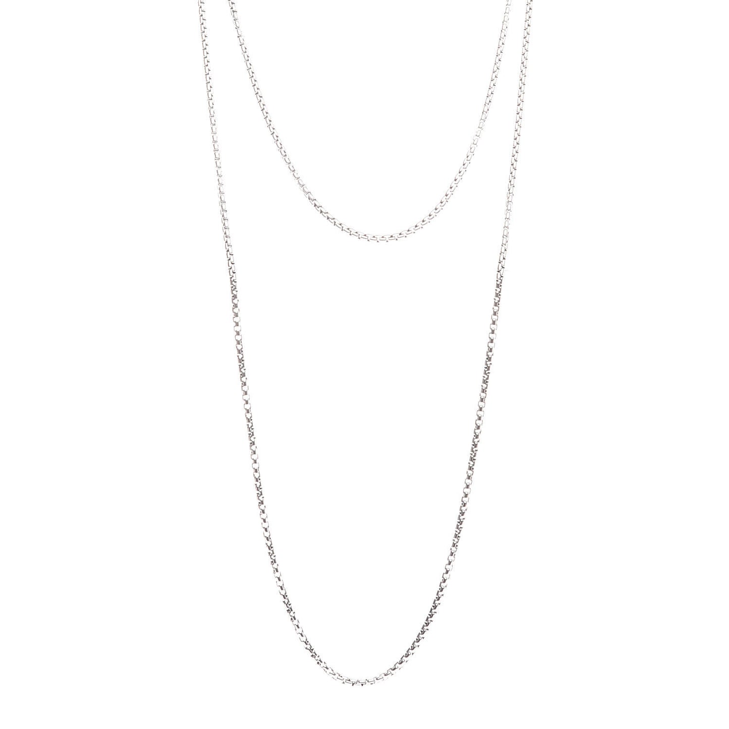 Sterling Silver 14K Yellow Gold 3.6mm Medium Box Chain Necklace 72"