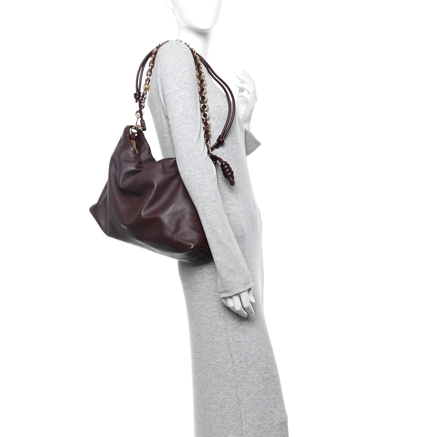 Loewe Mellow Nappa Donut Chain Large Flamenco Knot Clutch Dark Burgundy 2 of 10