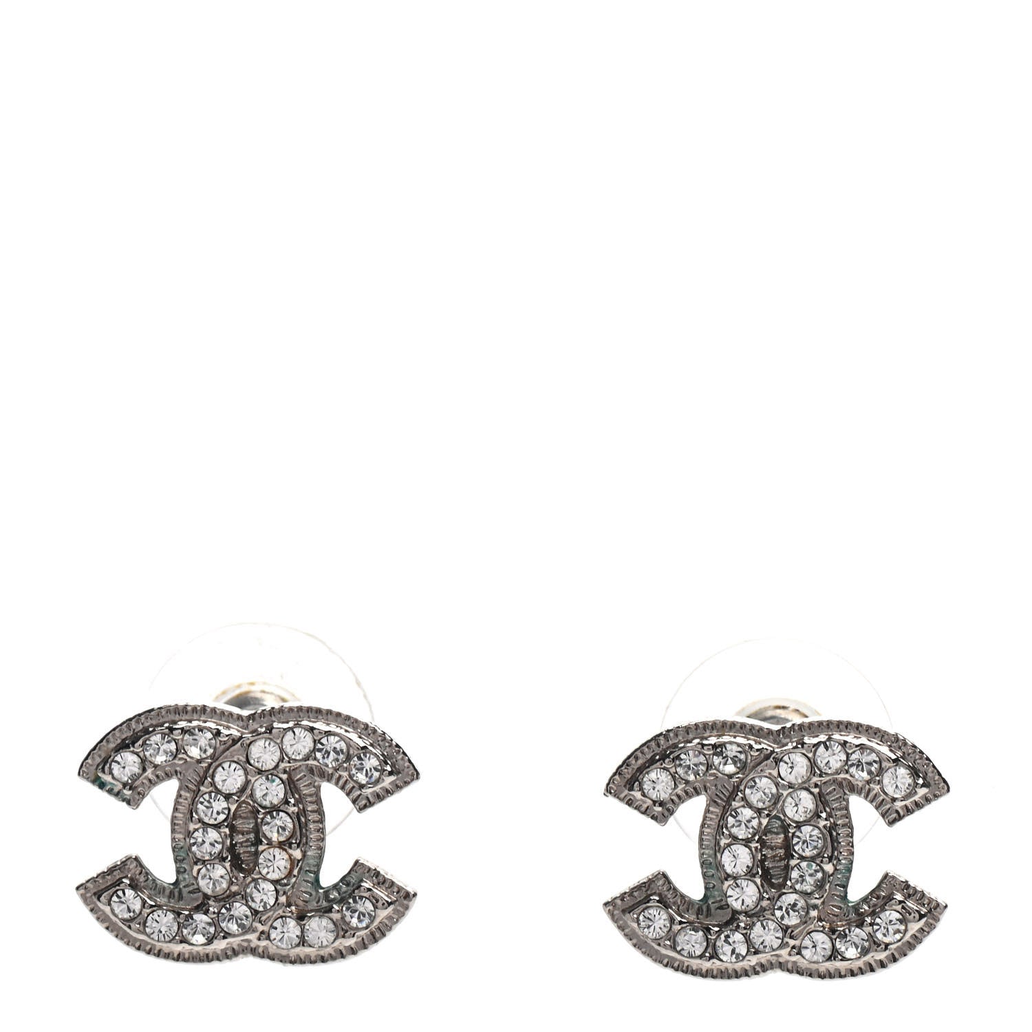 Chanel Crystal Mini CC Earrings Silver 1 of 5
