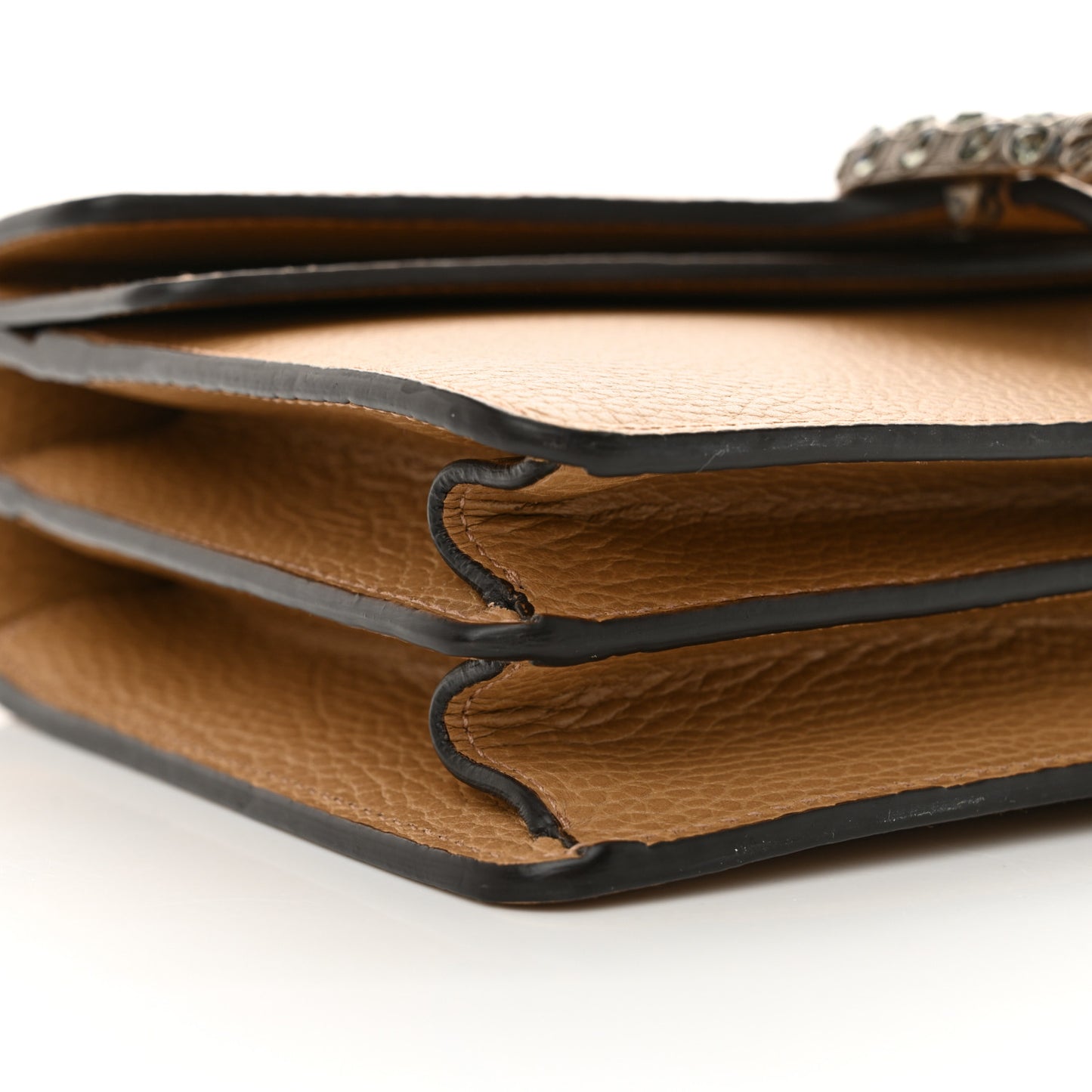 Dollar Calfskin Crystal Small Dionysus Shoulder Bag Natural Tan Black Diamond
