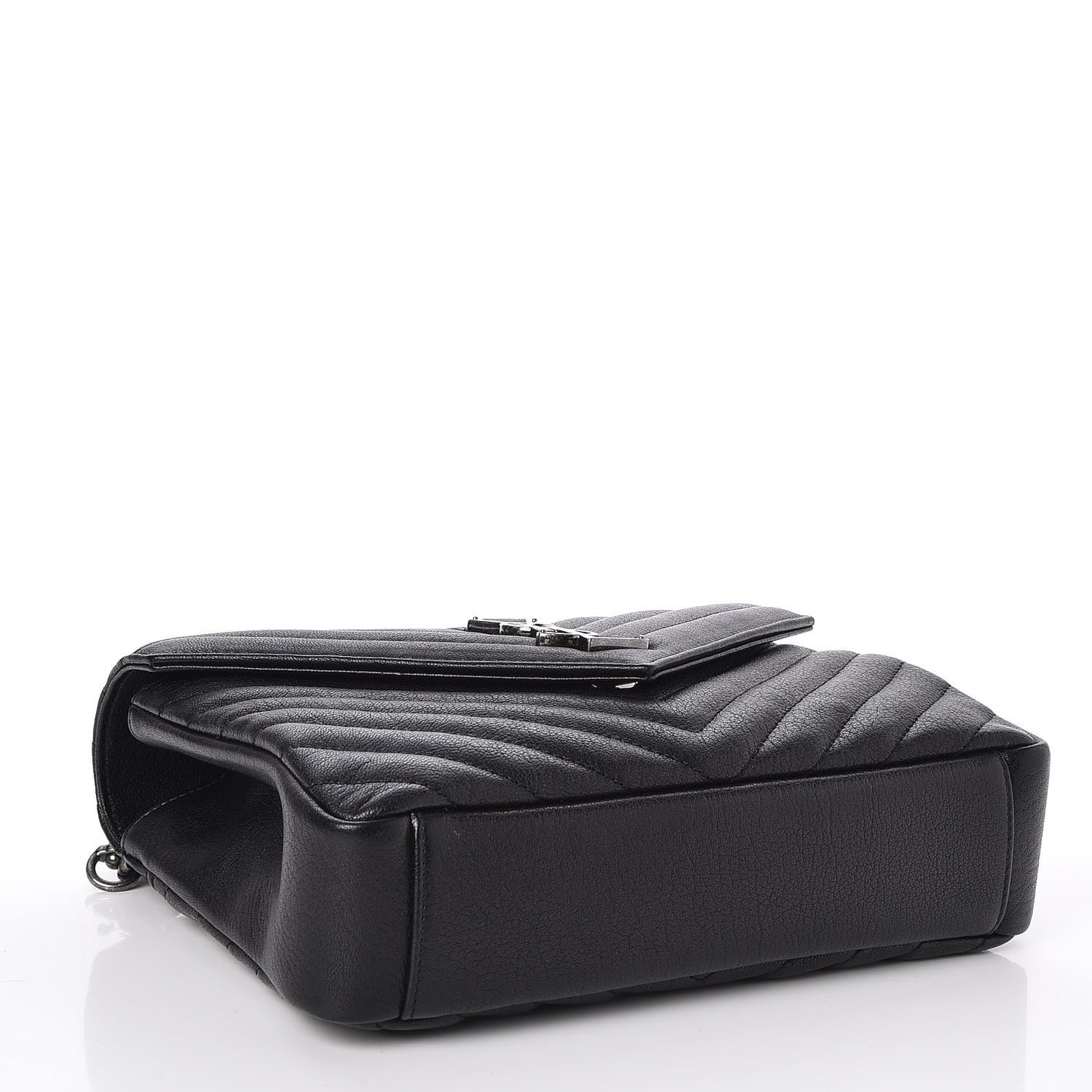 Sheepskin Matelasse Chevron Monogram Medium College Bag Black