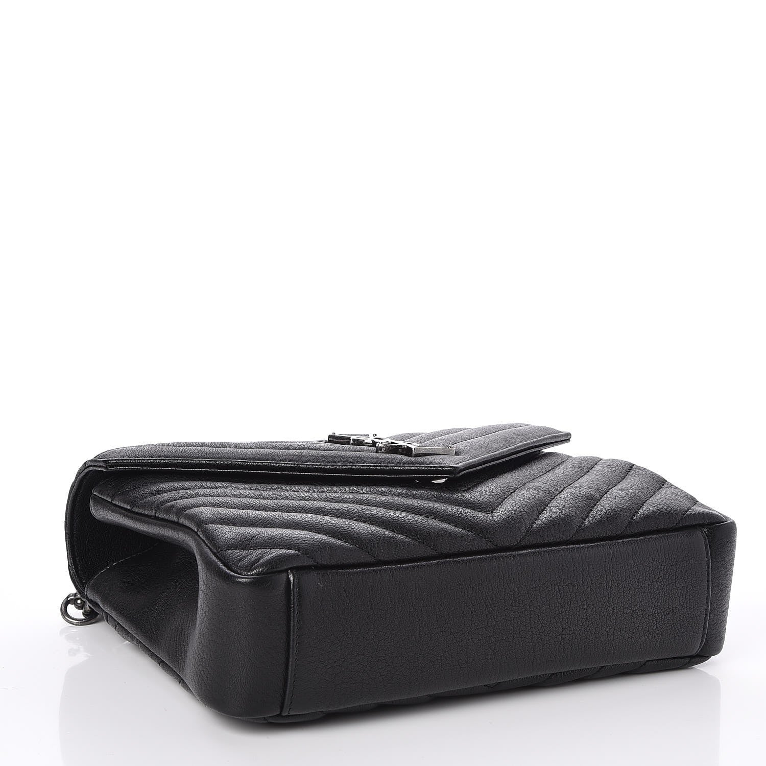 Saint Laurent Sheepskin Matelasse Chevron Monogram Medium College Bag Black 4 of 6