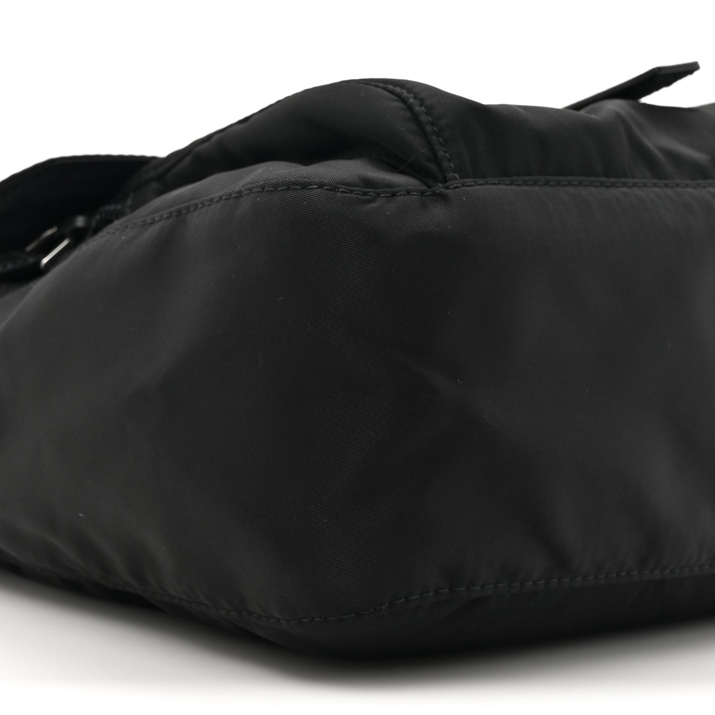 Re-Nylon Vela Saffiano Pocket Single Buckle Messenger Shoulder Bag Black