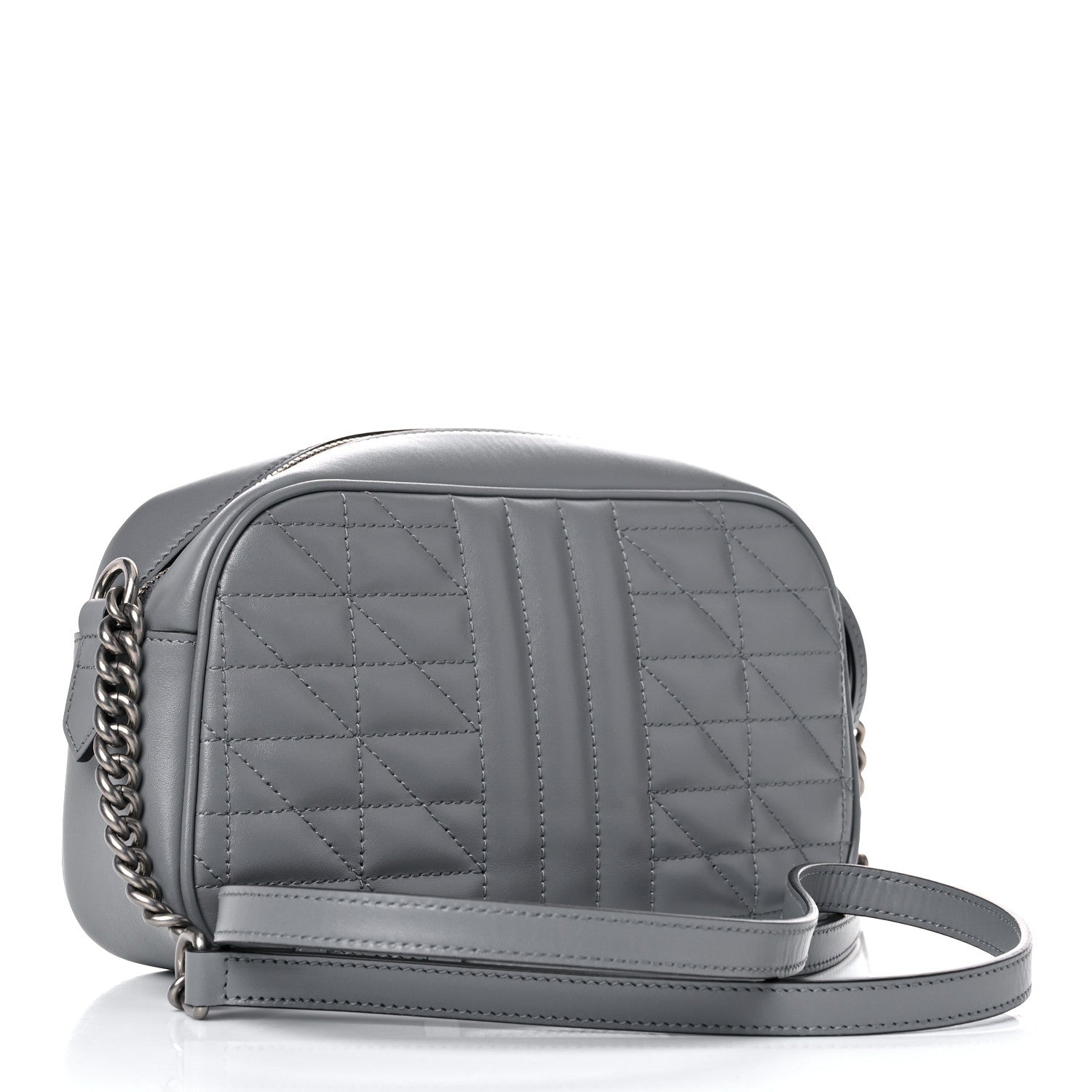 Gucci Calfskin Matelasse Aria Small GG Marmont Chain Shoulder Bag Deep Grey 3 of 13