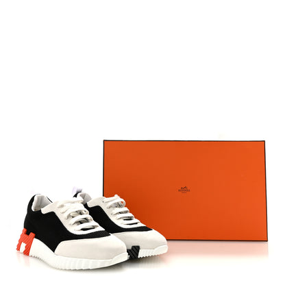 Hermes Air Mesh Suede Goatskin Bouncing Sneakers 37 Black Orange 11 of 11