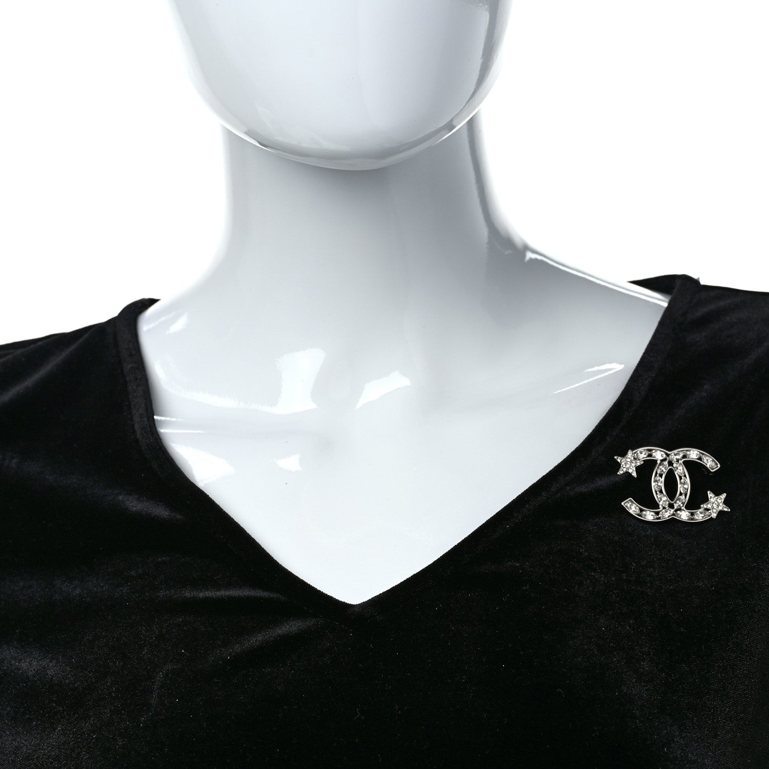 Chanel Crystal Starfall CC Brooch Silver 2 of 5