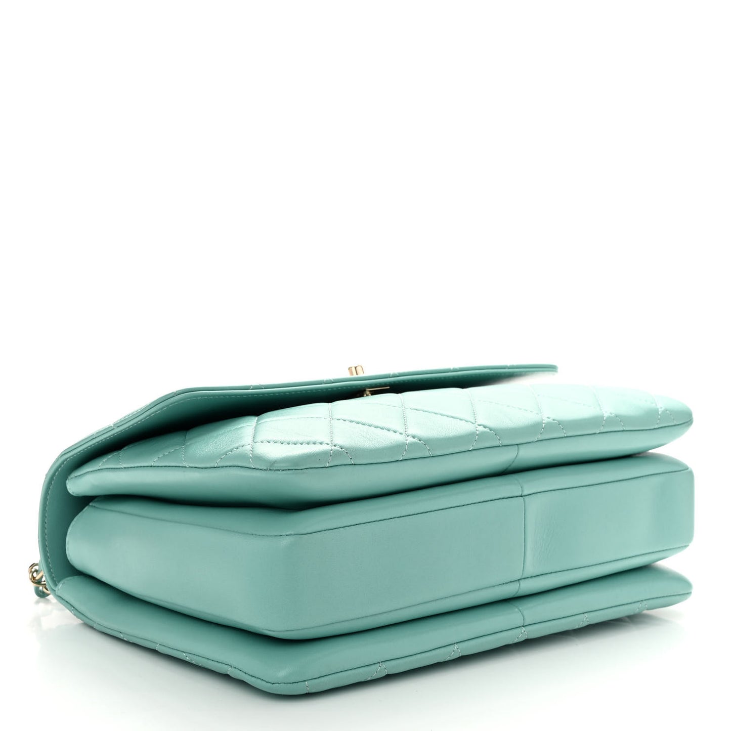 Lambskin Quilted Medium Trendy CC Flap Dual Handle Bag Light Green