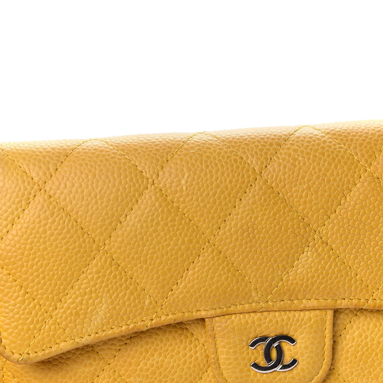 Chanel Iridescent Caviar Quilted Large Flap Wallet Yellow 15 of 18