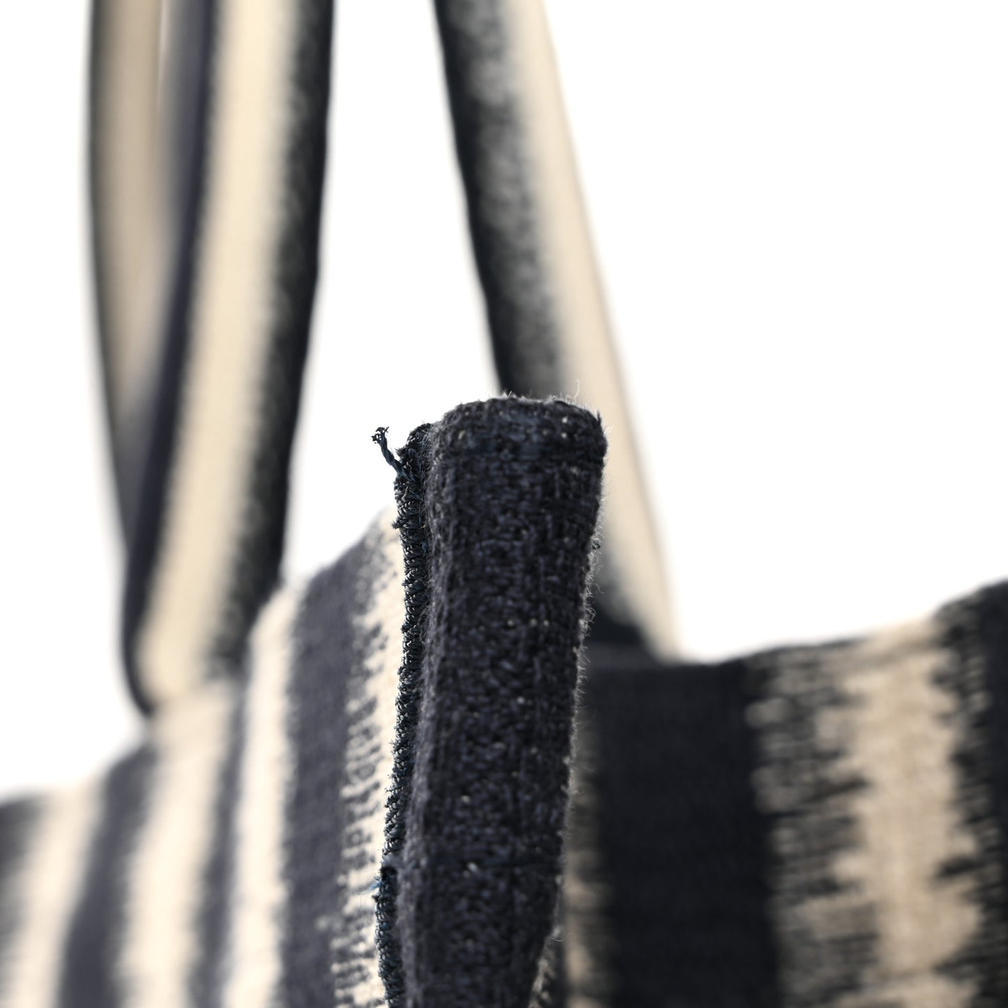 Canvas Embroidered Large Striped Book Tote Navy