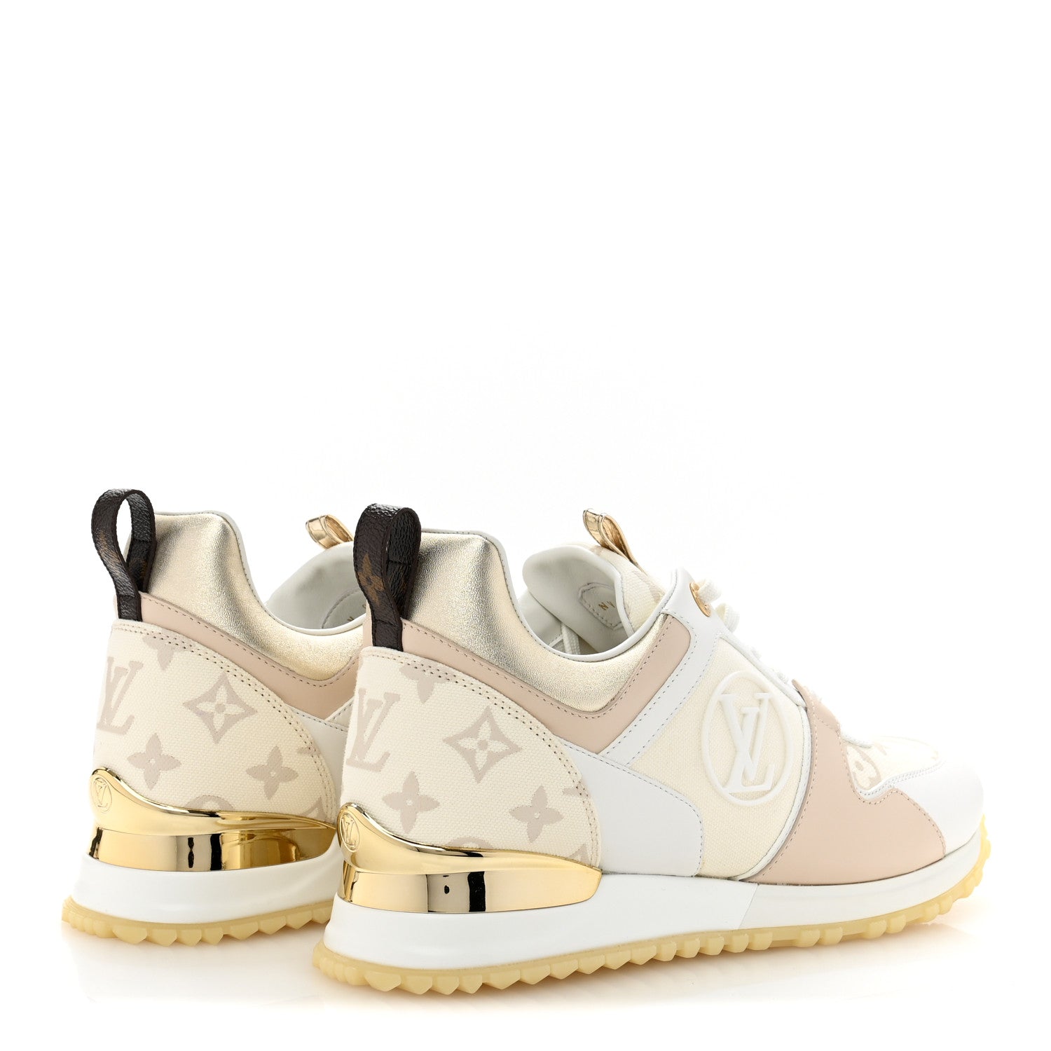 Louis Vuitton Monogram Calfskin Run Away Sneakers 38.5 Beige Gold 5 of 10