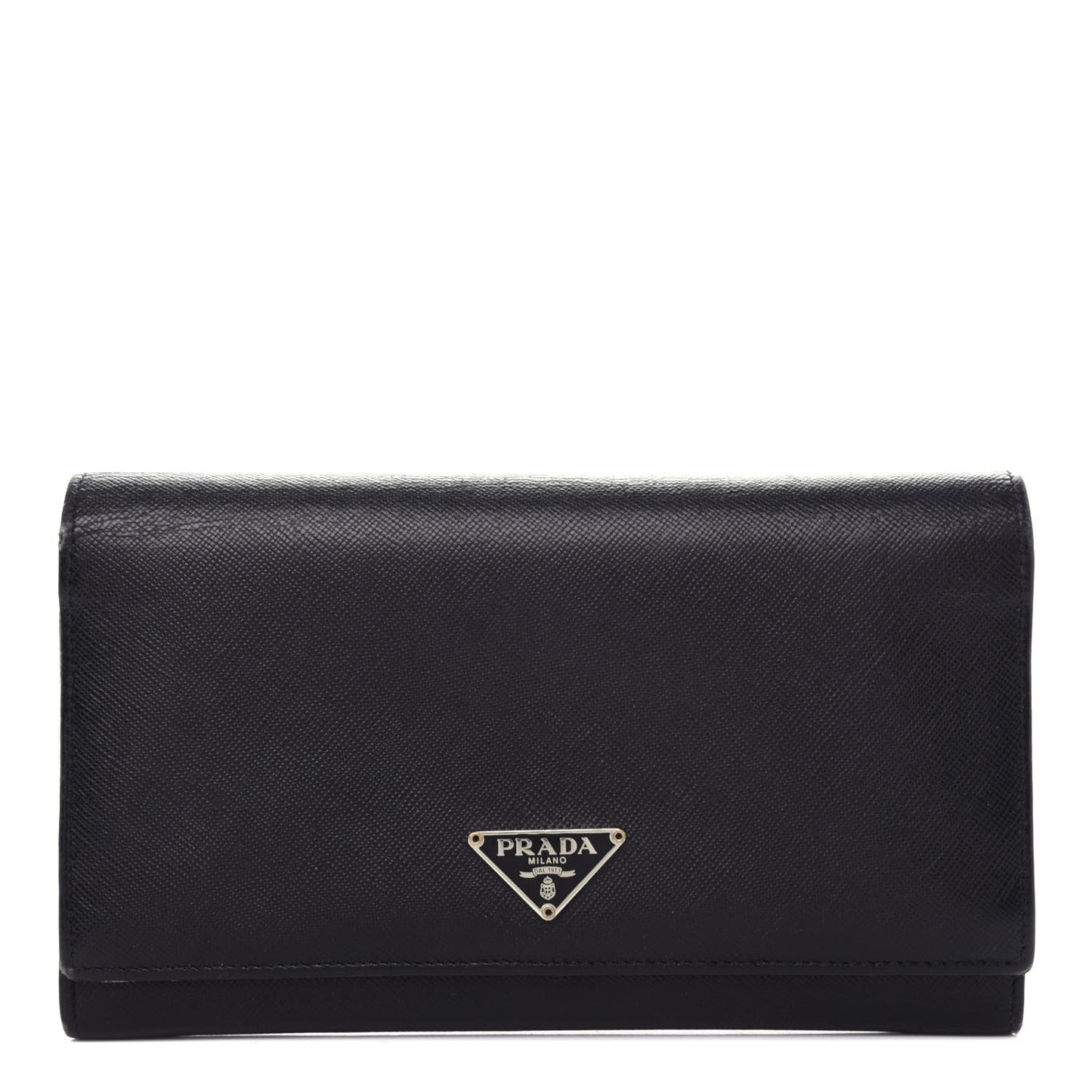 Saffiano Triangle Continental Flap Wallet Black