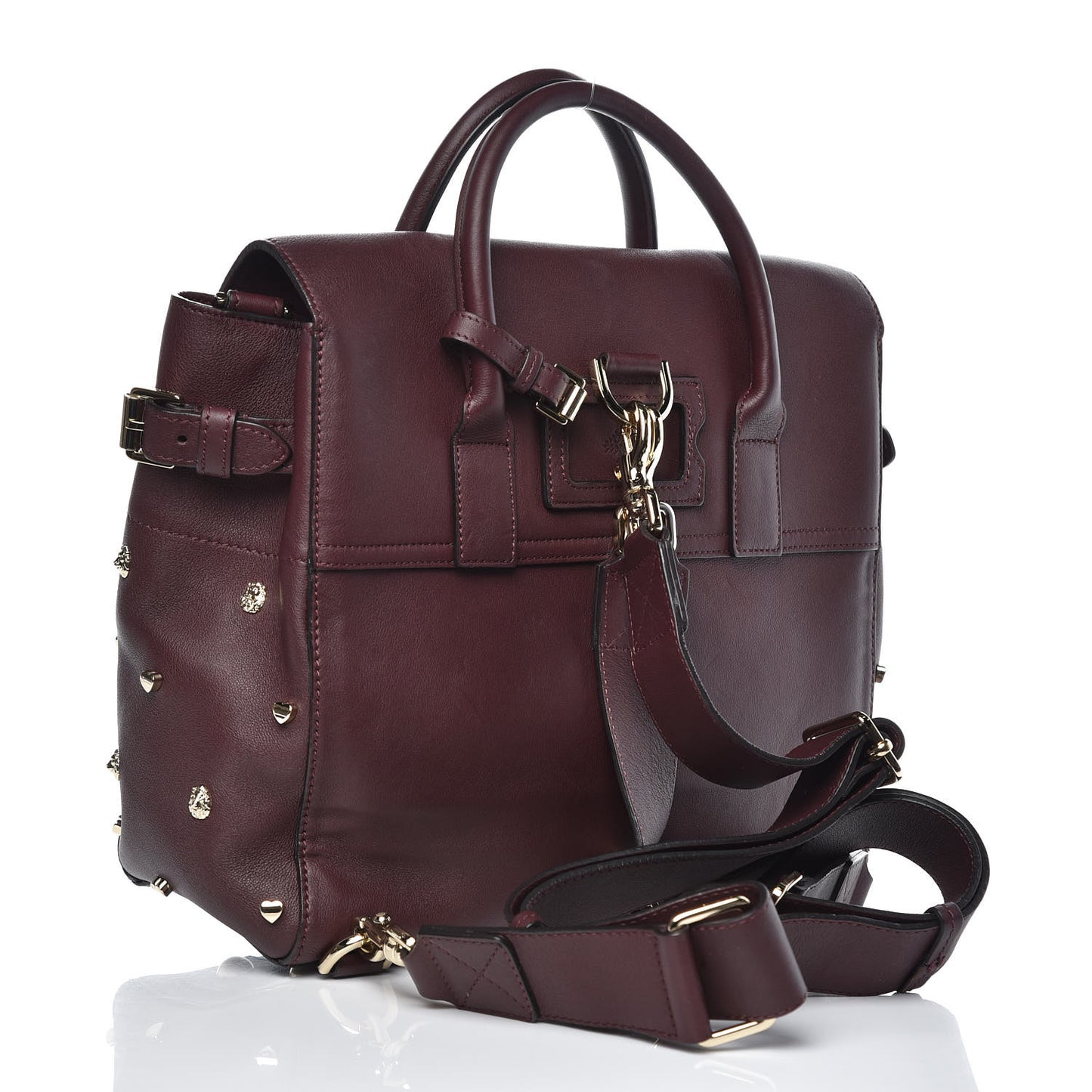 Calfskin Studded Medium Cara Delevingne Convertible Satchel Oxblood