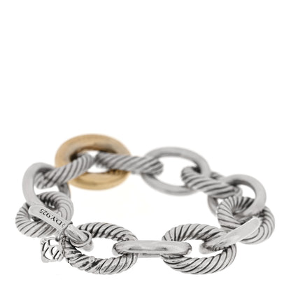 David Yurman Sterling Silver 18K Yellow Gold 17mm Extra Large Oval Link Bracelet 2 of 3