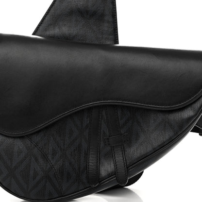 Christian Dior Coated Canvas CD Diamond Printed Mens Saddle Bag Black 8 of 10