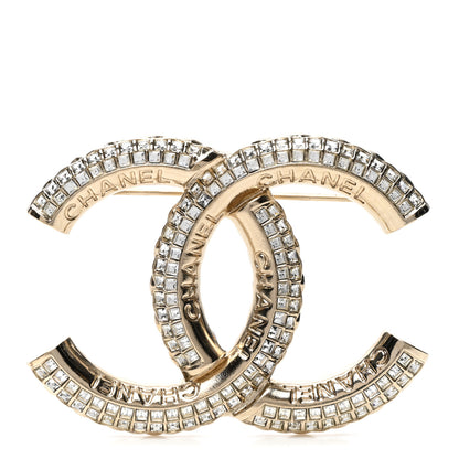 Chanel Metal Crystal Baguette CC Brooch Gold 1 of 5