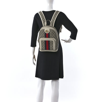 Gucci GG Supreme Monogram Textured Calfskin Web Small Ophidia Day Backpack Beige Ebony Mystic White 2 of 9