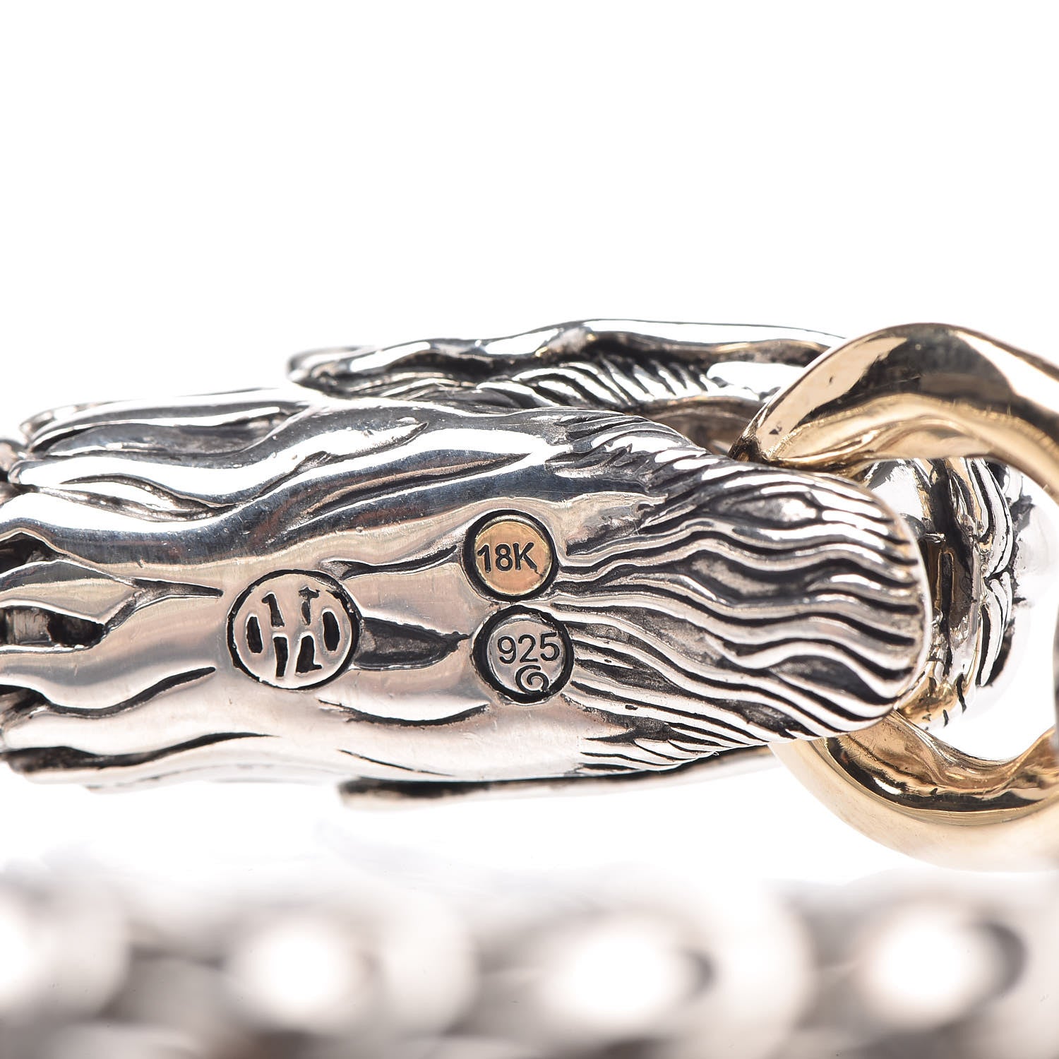 John Hardy Sterling Silver 18K Yellow Gold 10mm Naga Station Bracelet 5 of 5