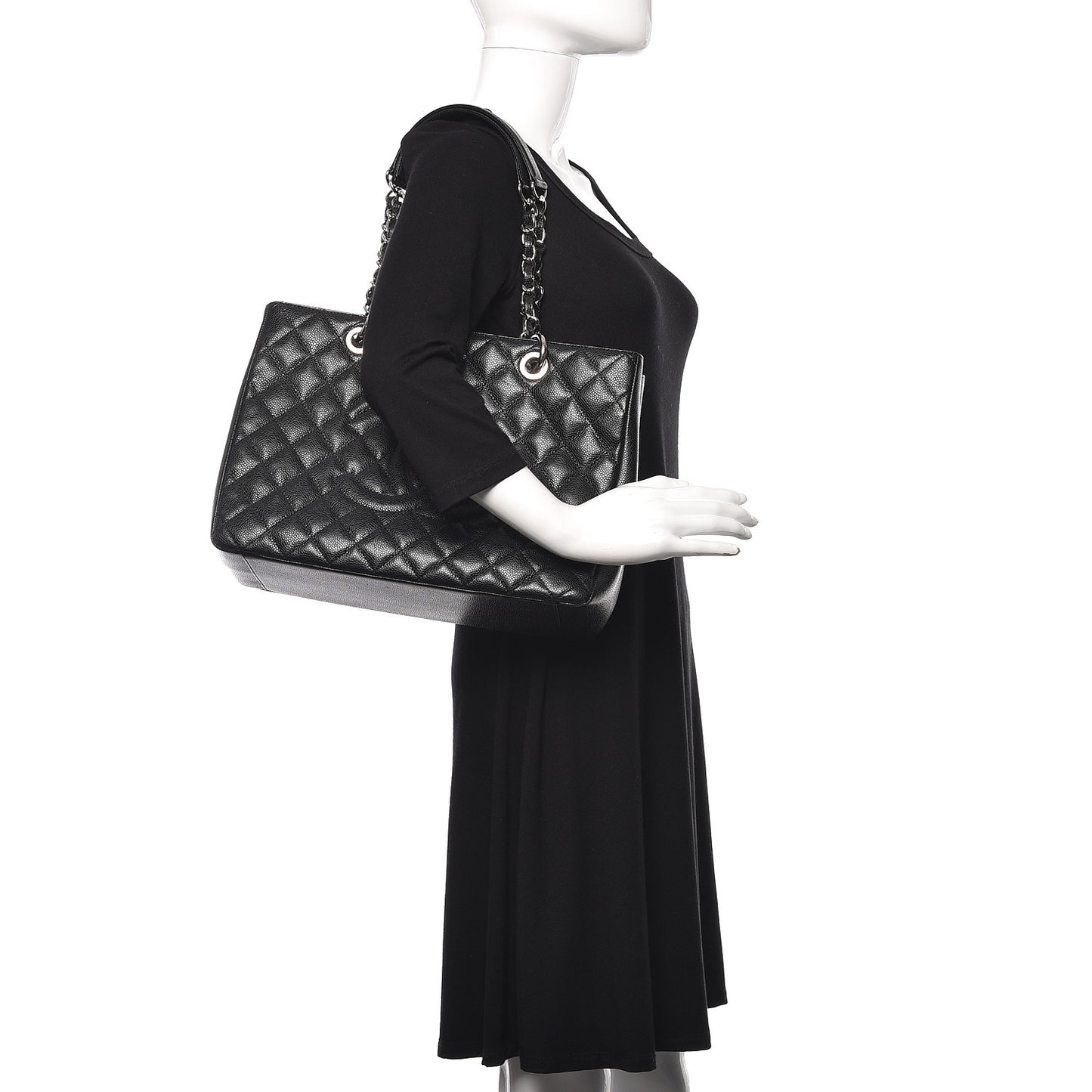Caviar Quilted Grand Shopping Tote GST Black
