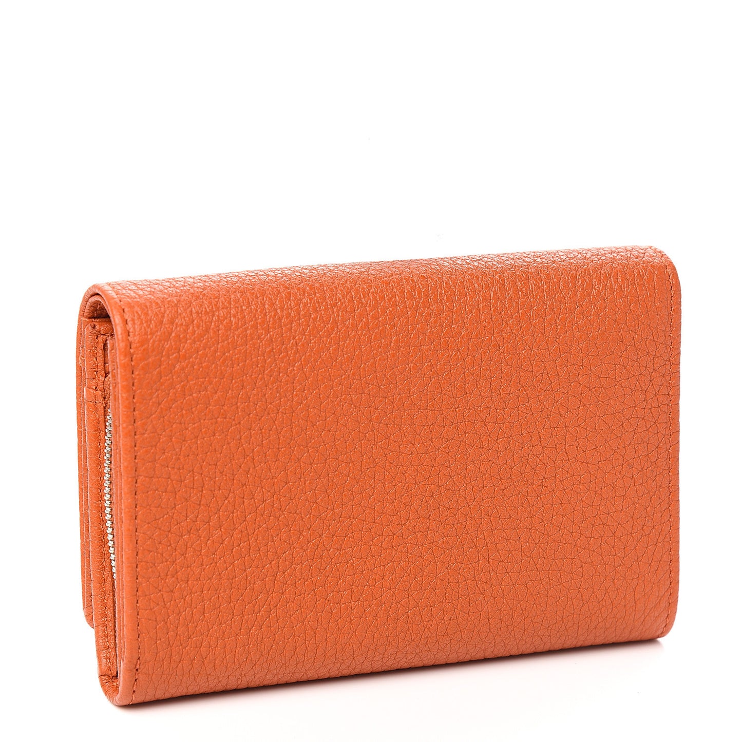 Soft Grain Calfskin French Purse Wallet Pumpkin