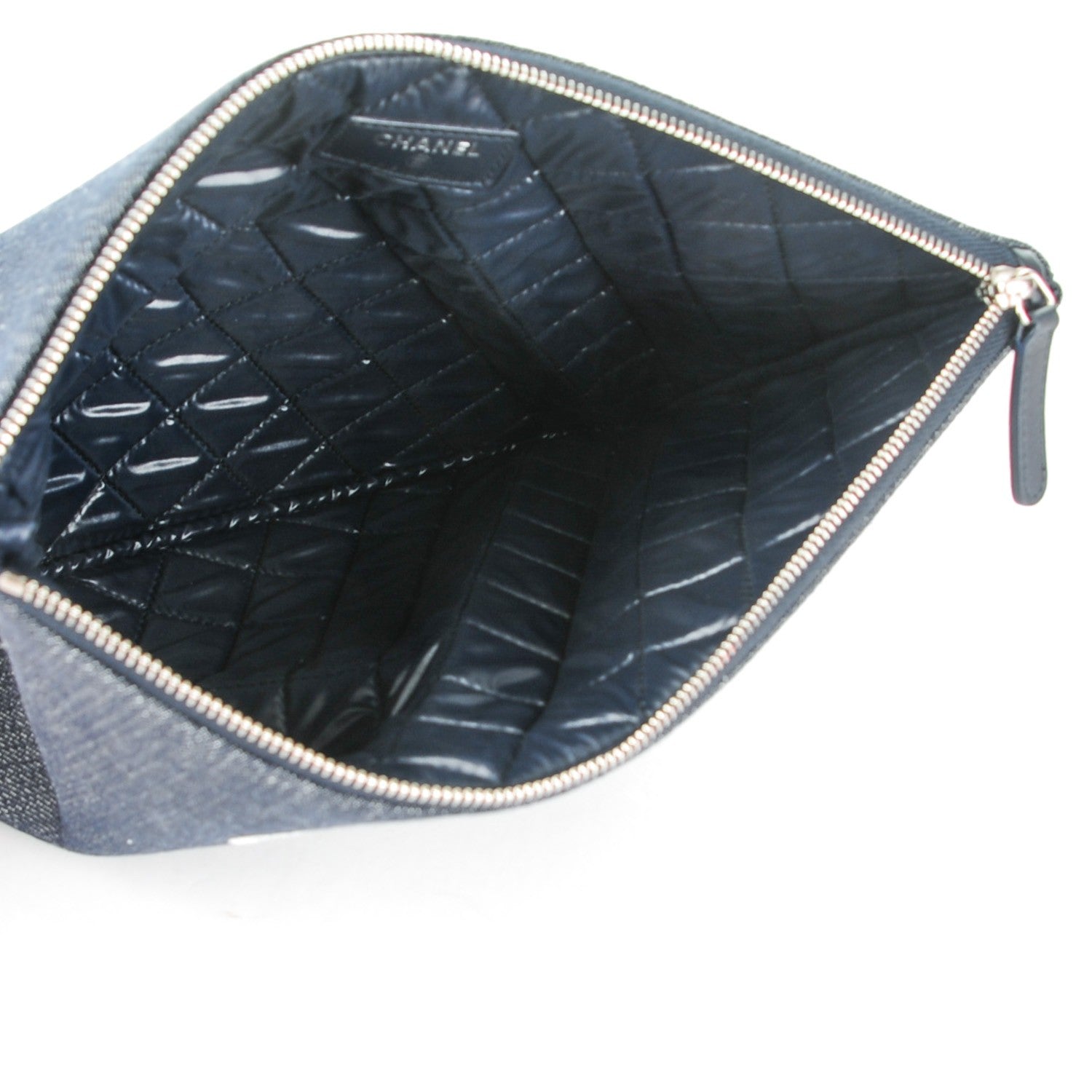 Chanel Denim Large Deauville Pouch Dark Blue 5 of 7