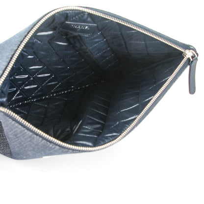 Chanel Denim Large Deauville Pouch Dark Blue 5 of 7