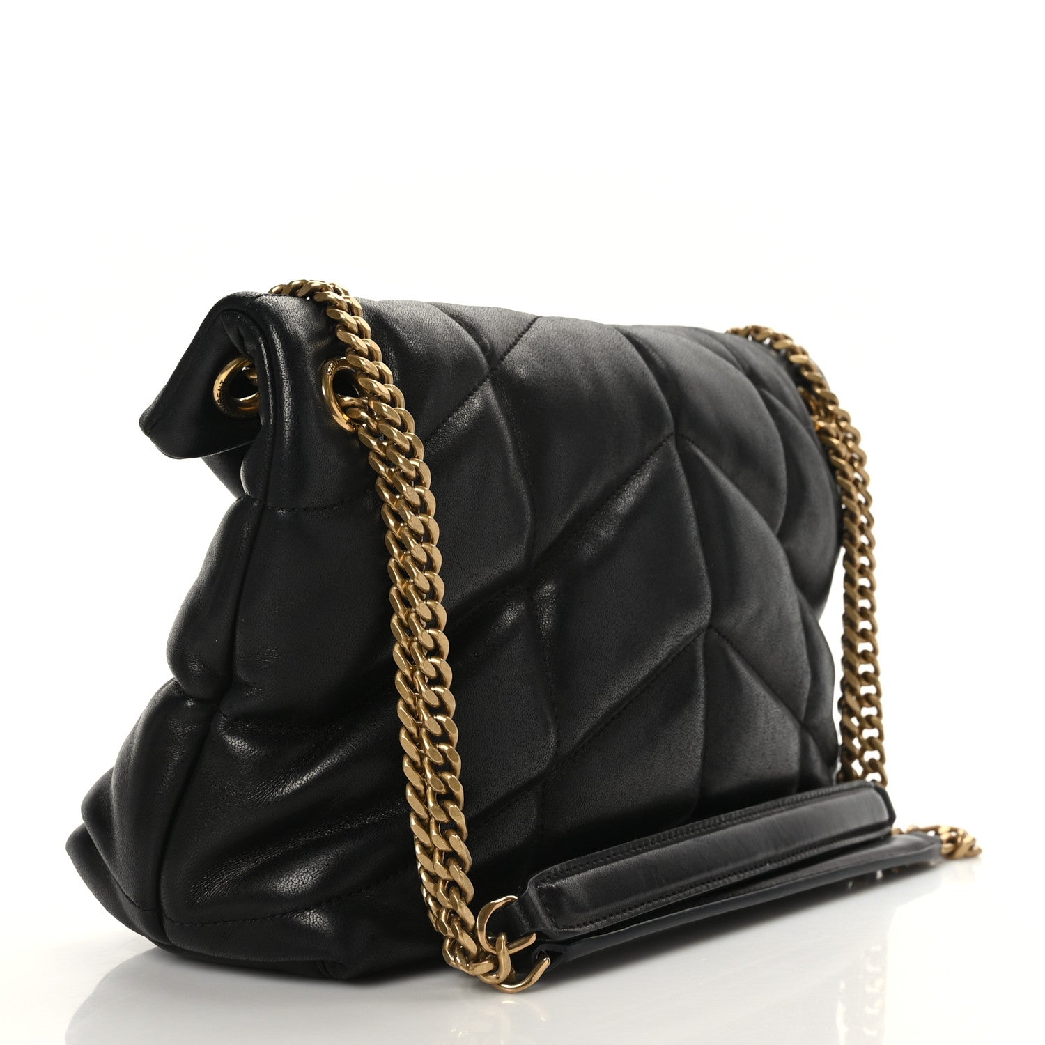 Saint Laurent Lambskin Quilted Small Loulou Puffer Monogram Chain Satchel Black 2 of 8